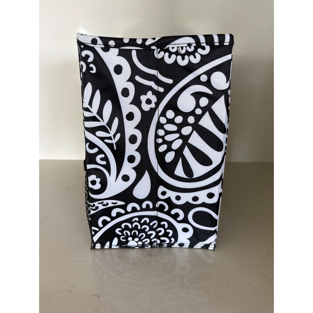 Thirty-One Fold N File Organizer Black White Paisley Storage Utility Tote Bag - Picture 4 of 7